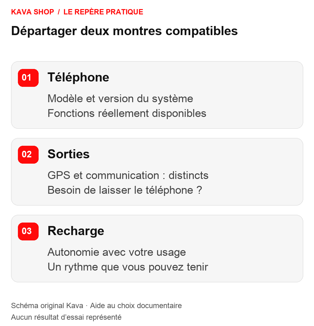Schéma Kava : Comparatif de 5 montres connectées : choisir selon son téléphone